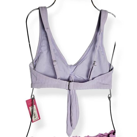 Xhilaration  Lavender ribknit bow tie Bikini Top D/DD - Picture 2 of 2